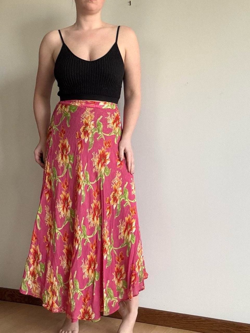 Coldwater Creek double layered reversible floral print summer maxi skirt